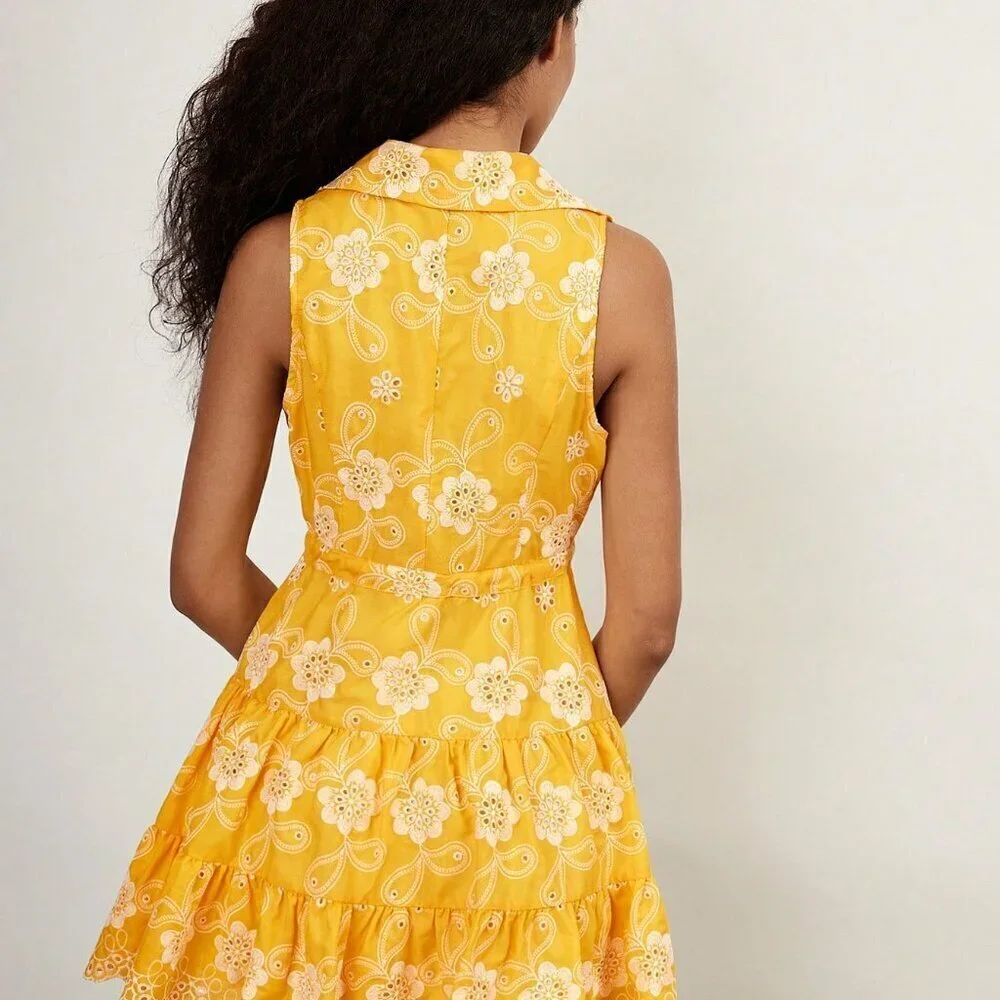 Yellow Boho Women's Casual Comfy Short Dress